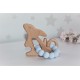 Bunny Teether, Wooden Rattle , Wooden Teether - BABY BLUE