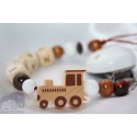 Natural Train Personalised Wooden Dummy clip / Chain