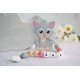 Grey Cat Personalised Dummy clip , Personalised Teether