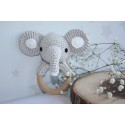 Elephant Crochet baby teething rattle, Elephant teething toy