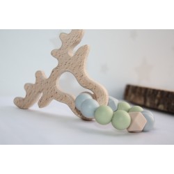 Wooden and Silicone Deer Teether Teething Ring Baby