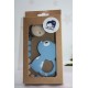 Blue Cat baby gift, silicone & beechwood teether