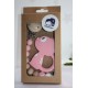 Pink Cat baby gift, silicone & beechwood teether