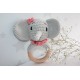Elephant Crochet baby teething rattle, Elephant teething toy