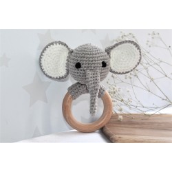 Elephant Crochet baby teething rattle,