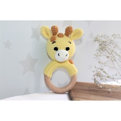 Giraffe Crochet baby teething rattle,
