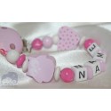 Pink Owl Personalised Wooden Dummy Clip / Chain / Holder / Pacifier