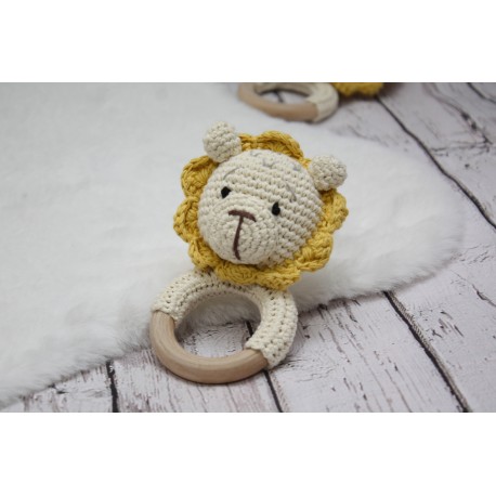 Lion Crochet baby teething rattle