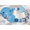 Blue Owl Personalised Wooden Dummy Clip / Chain / Holder / Pacifier
