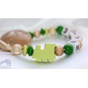 Green Locomotive Personalised Wooden Dummy clip / Chain