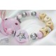 Shiny STAR * Pink* Personalised Wooden Dummy Clip / Chain / Holder / Pacifier