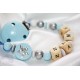 Shiny STAR * Blue* Personalised Wooden Dummy Clip / Chain / Holder / Pacifier