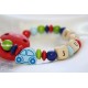 Car Multi -Coloured Personalised Wooden Dummy Clip / Chain / Holder / Pacifier