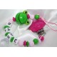 Pink Frog Personalised Wooden Dummy Clip / Chain / Holder / Pacifier