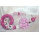 Pink Heart Teething Ring Personalised Wooden Dummy Clip / Chain / Holder / Pacifier