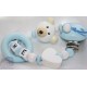 3D Teddy Bear *BLUE* Teething Ring Personalised Wooden Dummy Clip / Chain / Holder / Pacifier