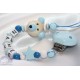 3D Blue Teddy Bear Personalised Wooden Dummy Clip / Chain / Holder / Pacifier