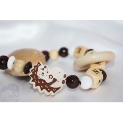 HEDGEHOG * Natural TEETHING Ring Personalised Wooden Dummy Chain