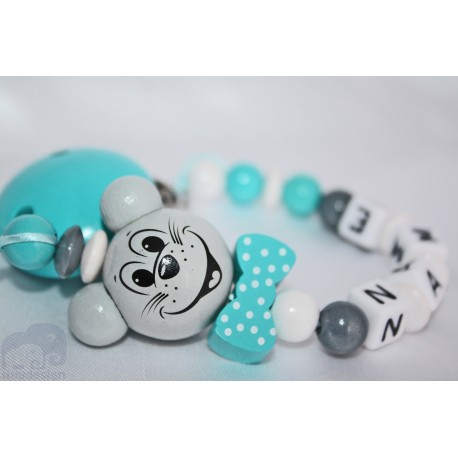  3D Turquoise BOW MOUSE * Personalised Wooden Dummy Chain