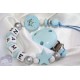 Glitter Crown Blue Personalised Wooden Dummy clip / Chain