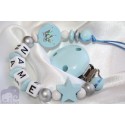 Glitter Crown Blue Personalised Wooden Dummy clip / Chain