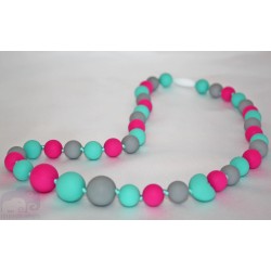 Fushia / Grey Silicone Breastfeeding Nursing Necklace Chew Teething