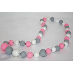 Pink / Grey Silicone Breastfeeding Nursing Necklace Chew Teething