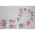 Pink / Grey Silicone Breastfeeding Nursing Necklace Chew Teething