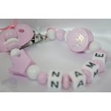 PINK CROWN - 2 * Personalised Wooden Dummy clip / Chain