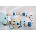 3D Blue TEEDY BEAT with Bow Personalised Wooden Dummy clip / Chain