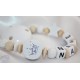 White & Natural GLITTER CROWN Personalised Wooden Dummy clip / Chain