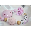 Pink Crochet & HEART Personalised Wooden Dummy clip / Chain