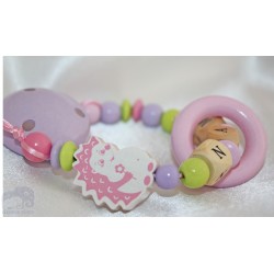 Pink HEDGEHOG TEETHING Ring Personalised Wooden Dummy clip / Chain