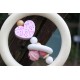 Pink Heart Wooden Natural Baby Rattle