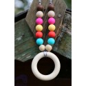 Rainbow bright teething ring Nursing Silicone & Wood Necklace